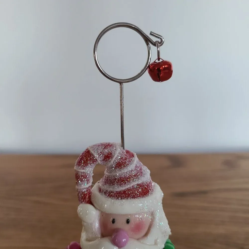 Pier 1 Modeled Polymer Clay Santa Spiral Photo Message Notecard Holder Figurine